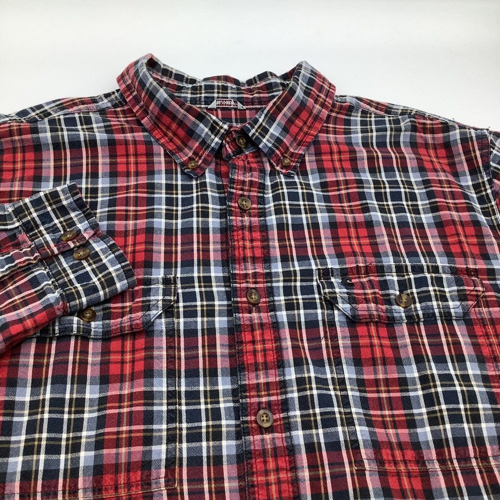 Carhartt Mens Relaxed Fit Long Sleeve Button Up Shirt Red Plaid Size XL